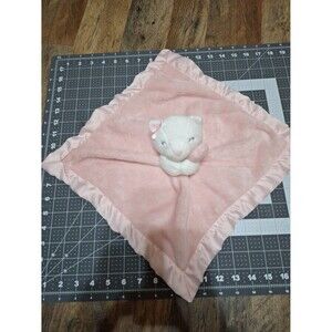 Carters white kitty cat sleeping pink satin back lovey security Plush toy